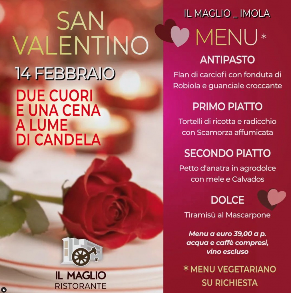 menu di san valentino al maglio 2024